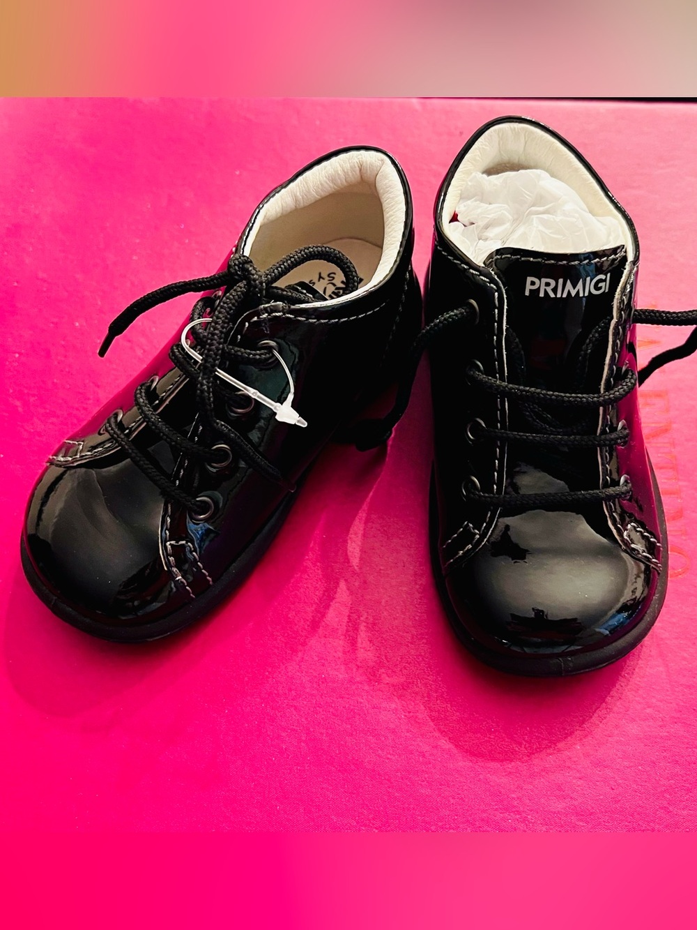 Primigi Glossy Black Patent Lace-Up Kids Shoes